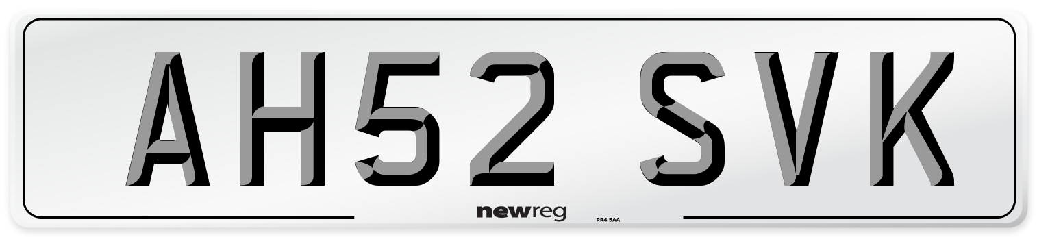 AH52 SVK Number Plate from New Reg